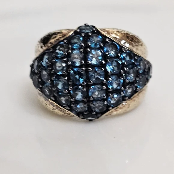 Genuine 5.10 Carat London Blue Topaz Ring Sterling Silver Gold Vermeil Size